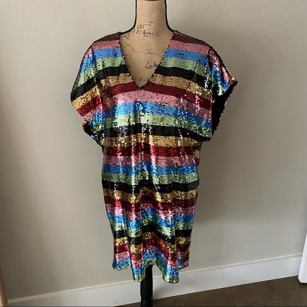 Rainbow Sequin Shift Dress
